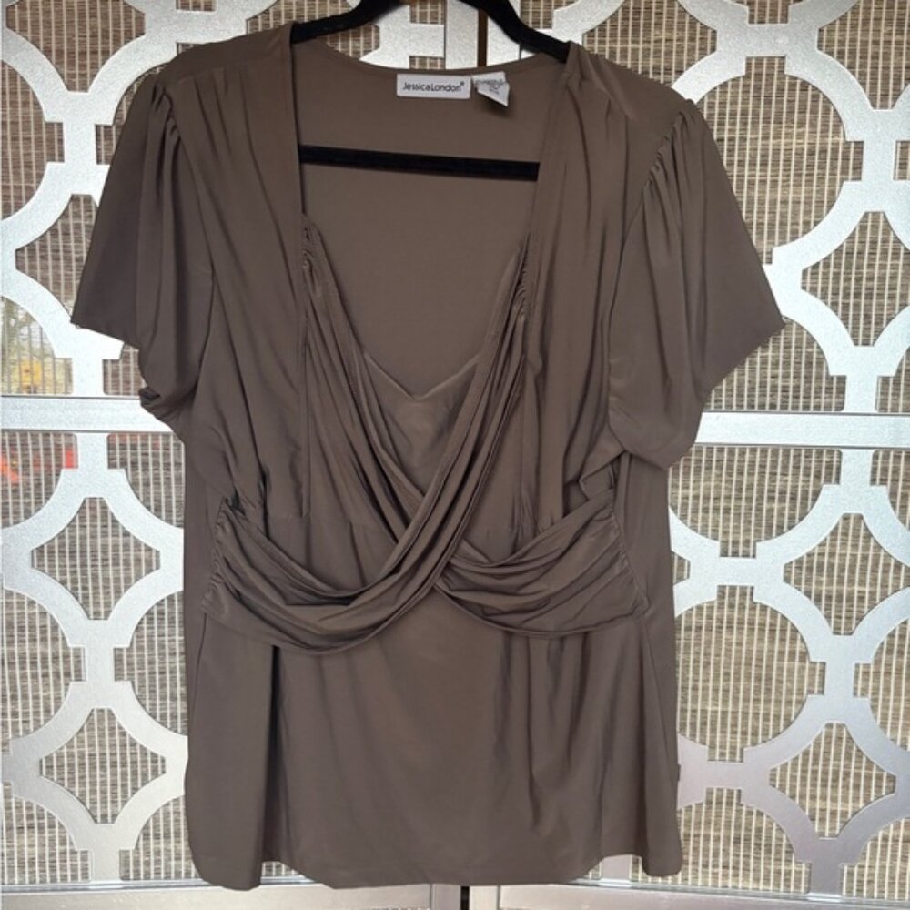 Jessica London Women's Elegant Brown Blouse